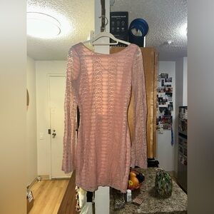 Mystic Blush Long Sleeve Lace Dress